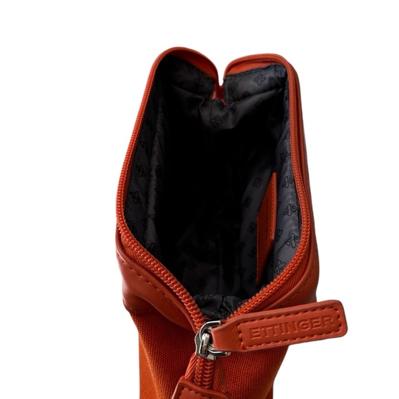 Ettinger London Amenity Pouch Makeup Bag In-flight Toiletries bag. Deep Orange - Picture 5 of 7